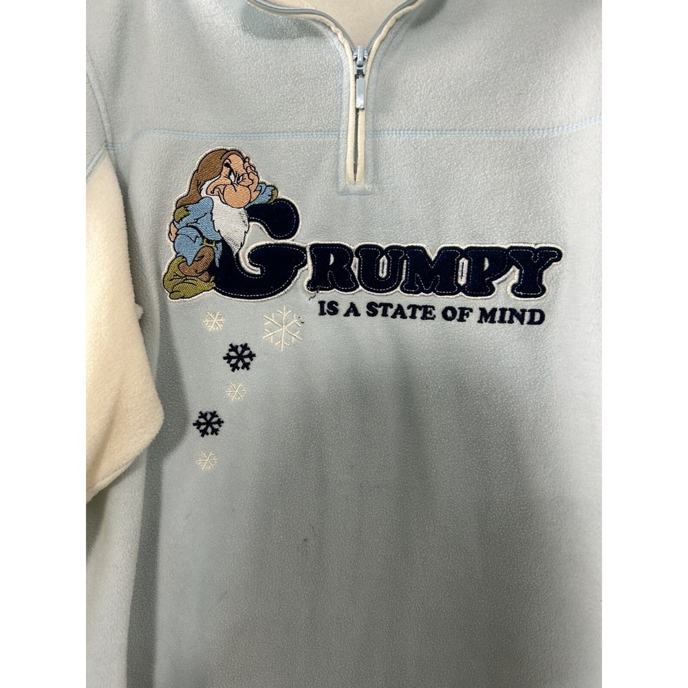 Disney Grumpy State of Mind Fleece Quarter Zip Pullover Blue‎ Women Large